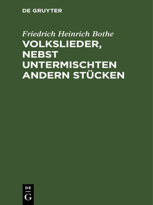 cover image of Volkslieder, nebst untermischten andern Stücken